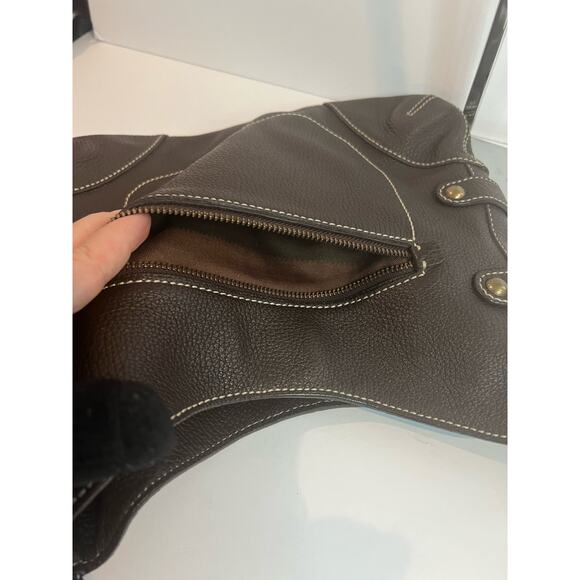 NWT J Crew Collection Brown Pebble Leather Satchel Shoulder Bag Purse - Picture 11 of 11